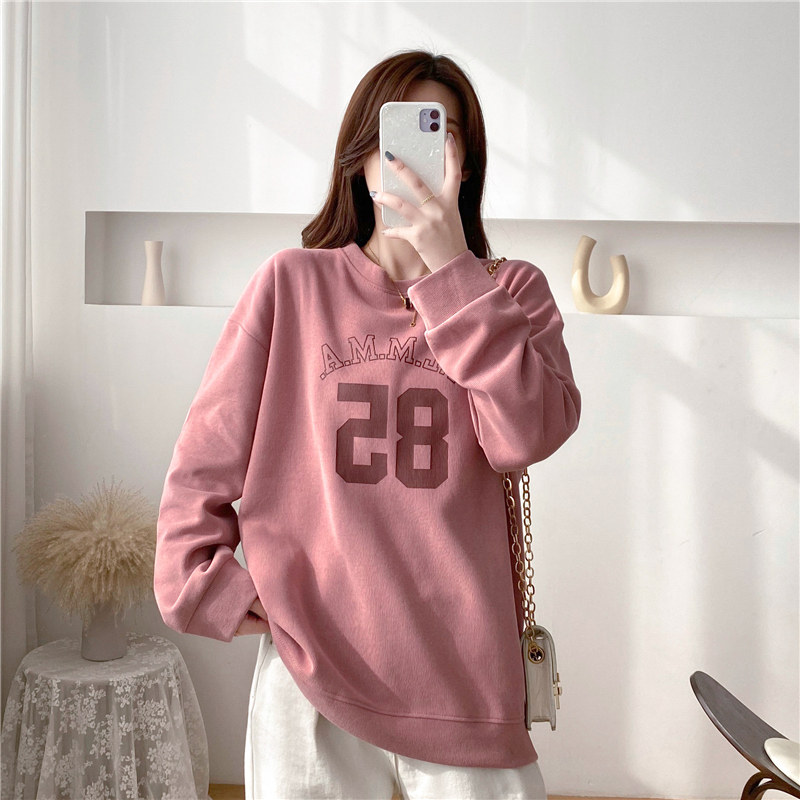 2022 Spring and autumn new Fat mm Big size Sizes Wear women's Korean version Loose Shade of Flesh Jacket Head Jacket for undercutting the undershirt