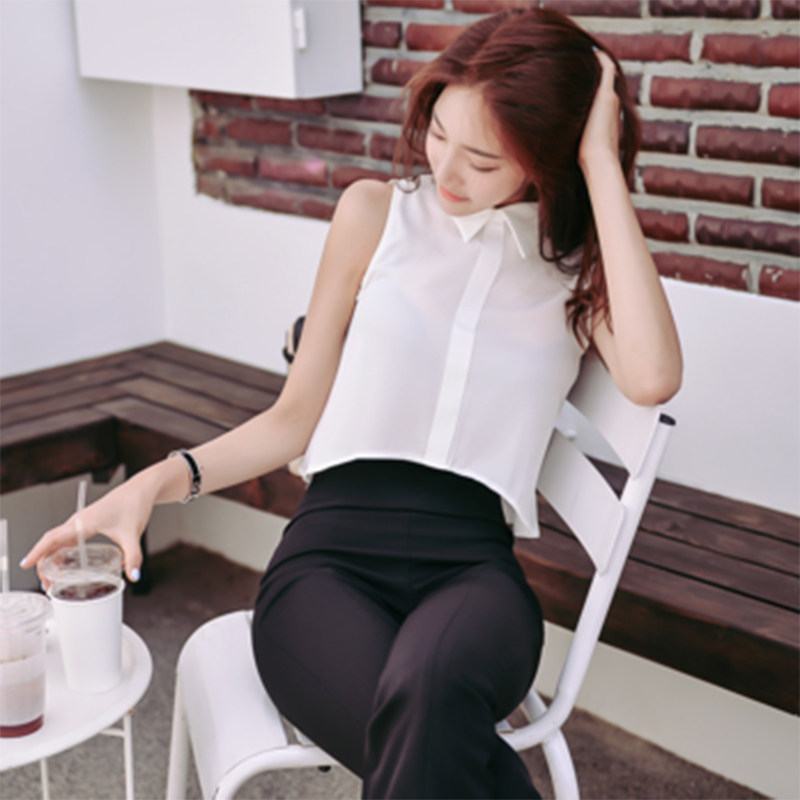 Women's shirt sleeveless snow-shirt 2021 Summer new temperament slim fit and thin-shirt white loose blouse