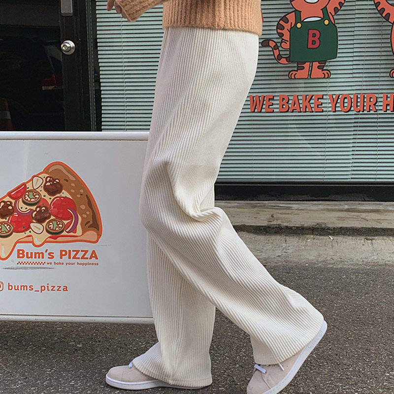 2022 Spring Long Pants High Waist Commute Light Core Suede Grey Casual 100 Lap Art Women Straight Drum Pants Coveted Broadlegs