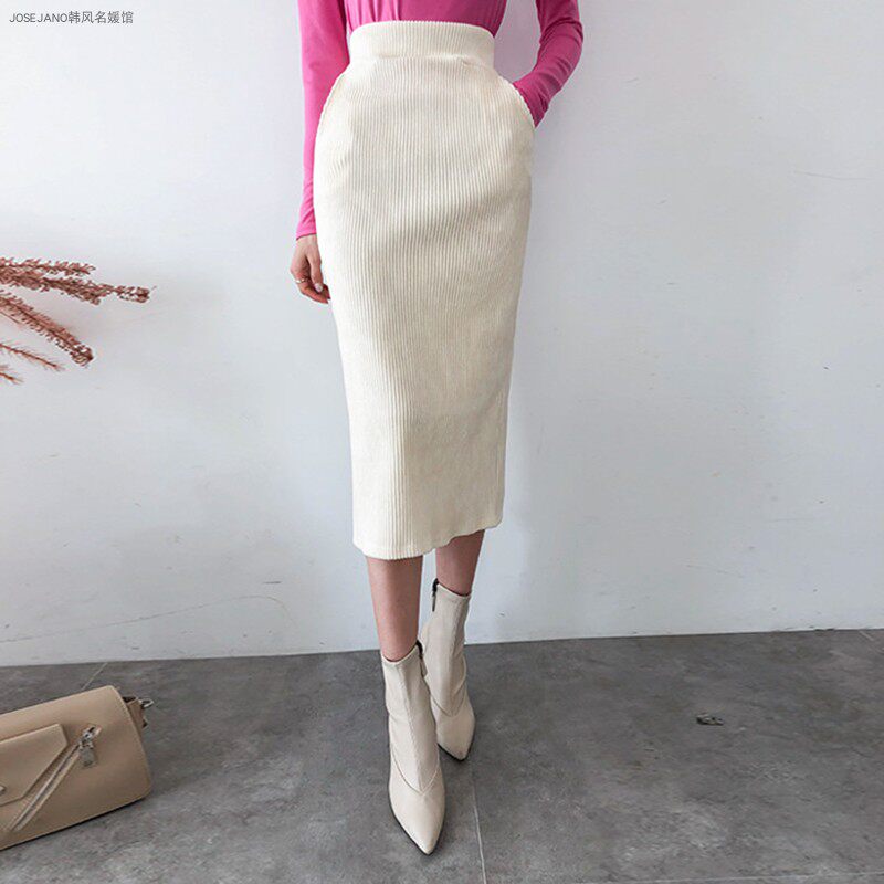 Skirt spring and autumn female 2021 nian high-waisted package hip skirt in the long thin wild yi bu qun bottoming skirt