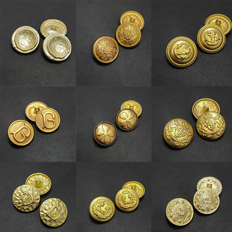 Vintage Metal Buttons Versatile Gold Coat Trench Coat Suit Women's Sweater Cardigan Buttons Small Chanel Style Coat Woolen