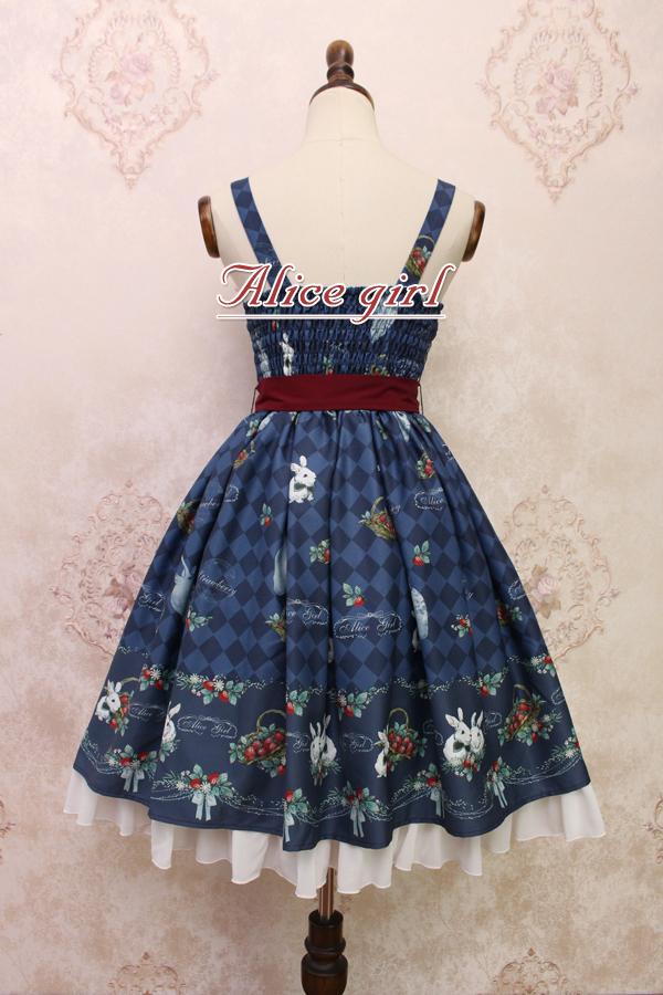 Alice cô gái mới ban đầu dâu tây ngọt bunny xử lý bow tie dây đeo đầm váy dài