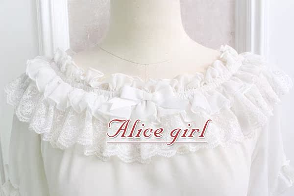 Alice girl nguyên bản mùa hè mới mềm mại chị ren bằng gỗ nơ hai đầu mặc áo voan áo sơ mi trắng nữ