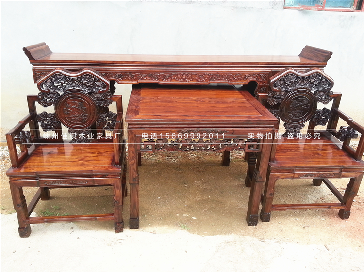 Đồ nội thất cổ ở giữa bộ bốn mảnh gồm sáu bộ cho bàn Bàn phật bàn phật gỗ vững chắc Ghế Taishi Elm Eight Bất tử bàn - Bàn / Bàn bàn thờ gỗ