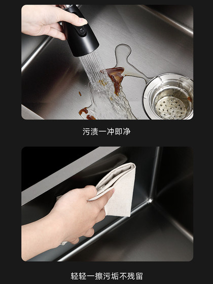 Nano black 304 stainless steel sink 3MM thickened brushed single slot durable home kitchen sink and dishwasher