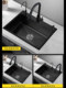 Nano black 304 stainless steel sink 3MM thickened brushed single slot durable home kitchen sink and dishwasher