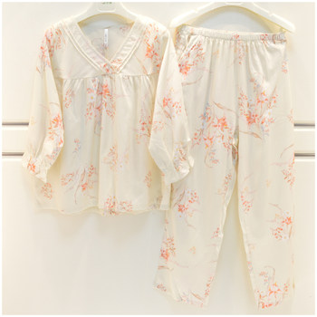 Anzhiban Fashionable Women's Pajamas 2025 Spring New Woven Tencel Cotton Satin V Neck Eight-Quarter Sleeve Home Clothes