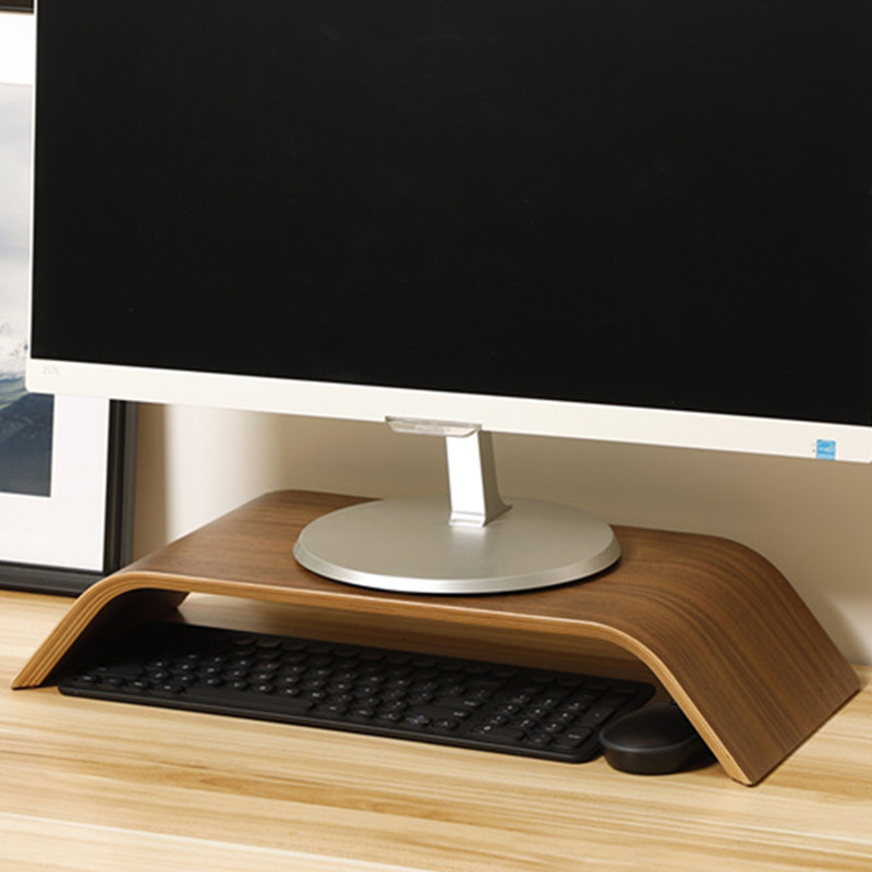 Simple Desktop Storage Rack Walnut Color Vertical Computer Stand Base Monitor Heightening Storage Table Imac Stand