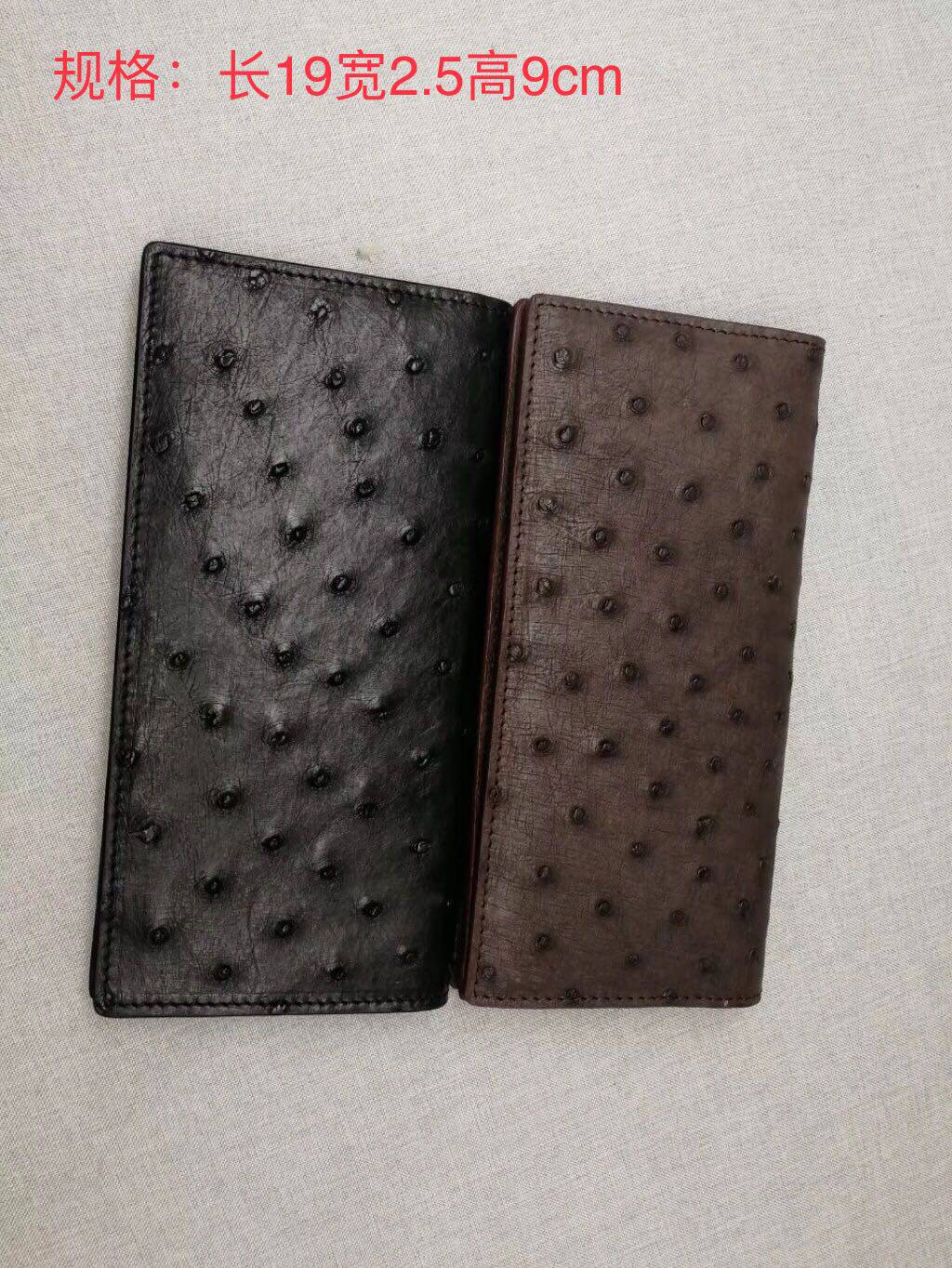 South Africa Imports Ostrich Skin Wallet for men and women General length Edition Hand held two-fold card bag Fashion inside and outside grain suit clip