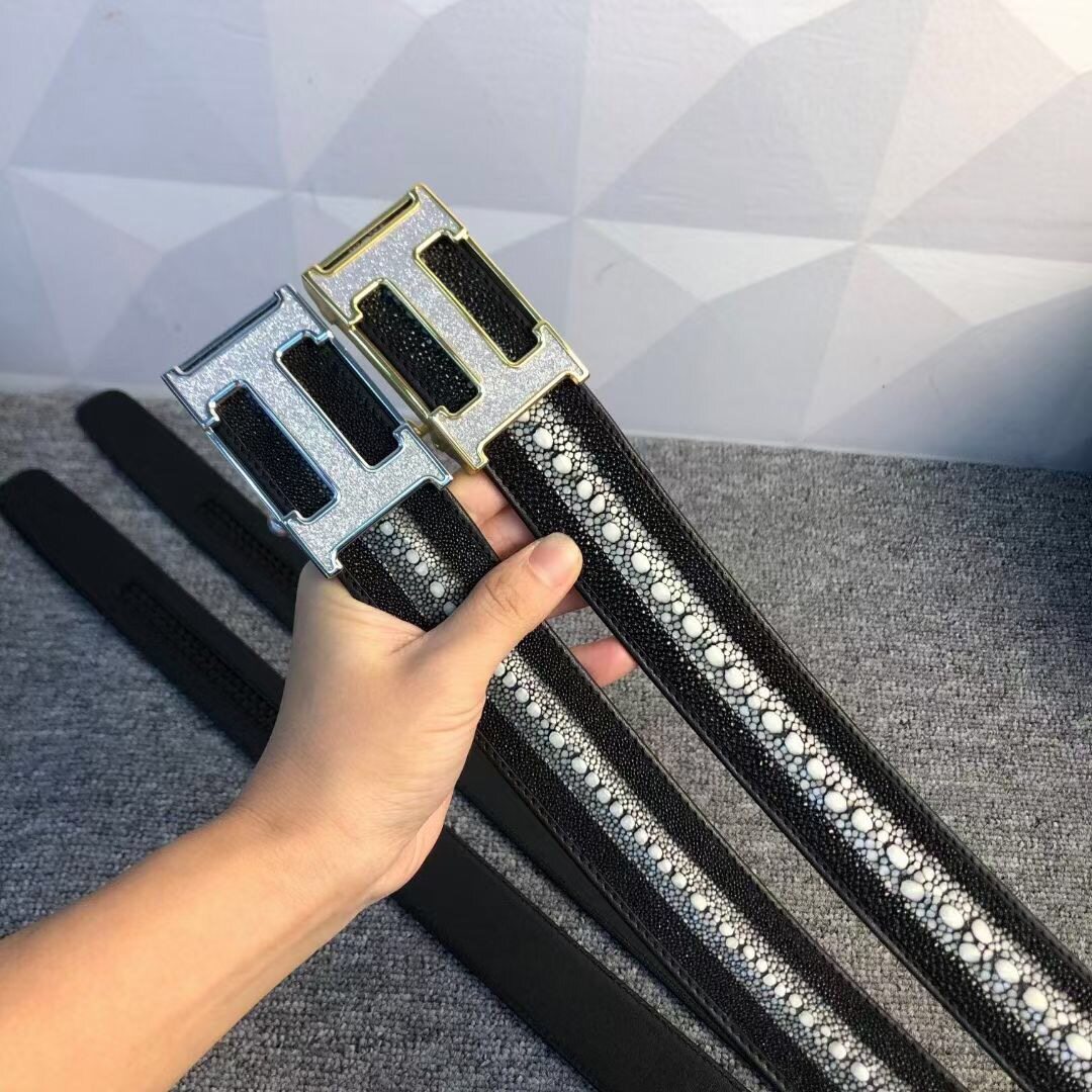 Imported pearl fish business belt genuine leather men's belt all-match automatic buckle smooth fashion trend business single lap