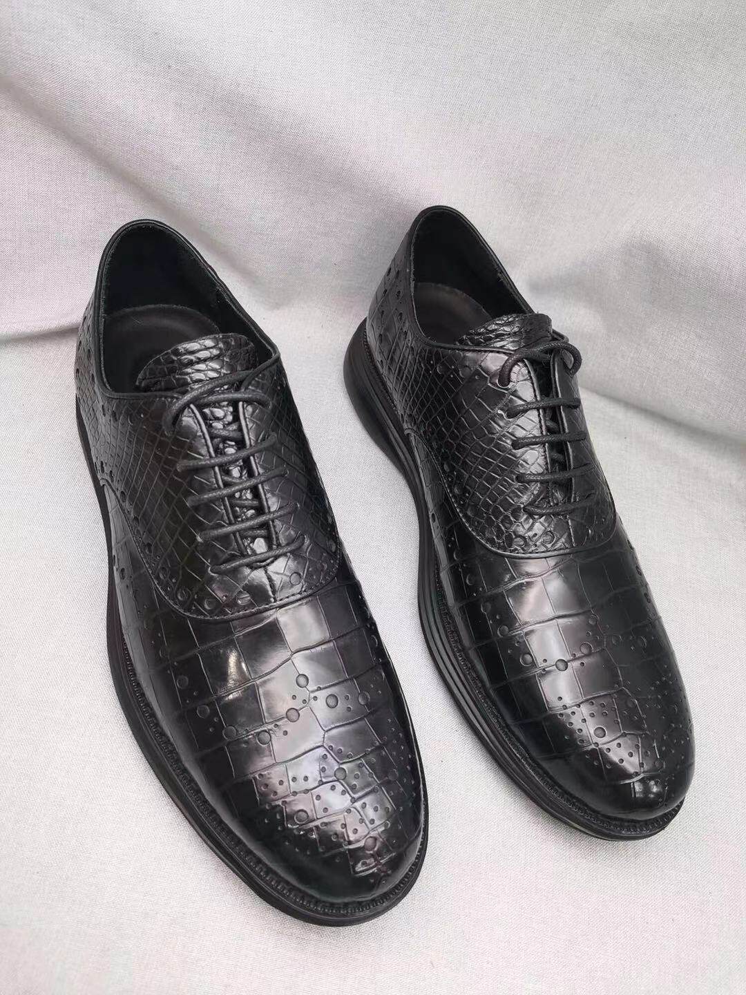 Thai crocodile belly men's leather shoes fashion casual new sports shoes hand-stitched rubber wear-resistant foam tide