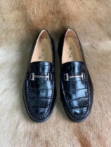 Crocodile Belly Leather Mens Leather Shoes Fashion Casual New Bean-Bean Shoes Hand Sewn Super Light Rubber Tide Shoes