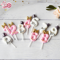 Birthday Cake with decoration Digital small candle Prince Princess Creative Network Red Queens Day Childrens Festival Plugins Pendulum