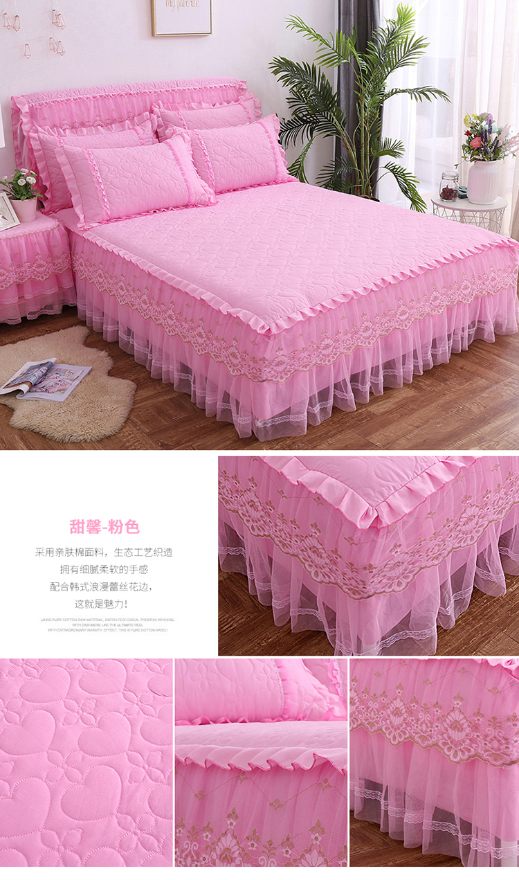 ren Hàn giường bông giường váy bedspread đặt 1.51.8 mét 2.0m dày Simmons tay áo bảo vệ tấm ren - Váy Petti ga giường viền ren