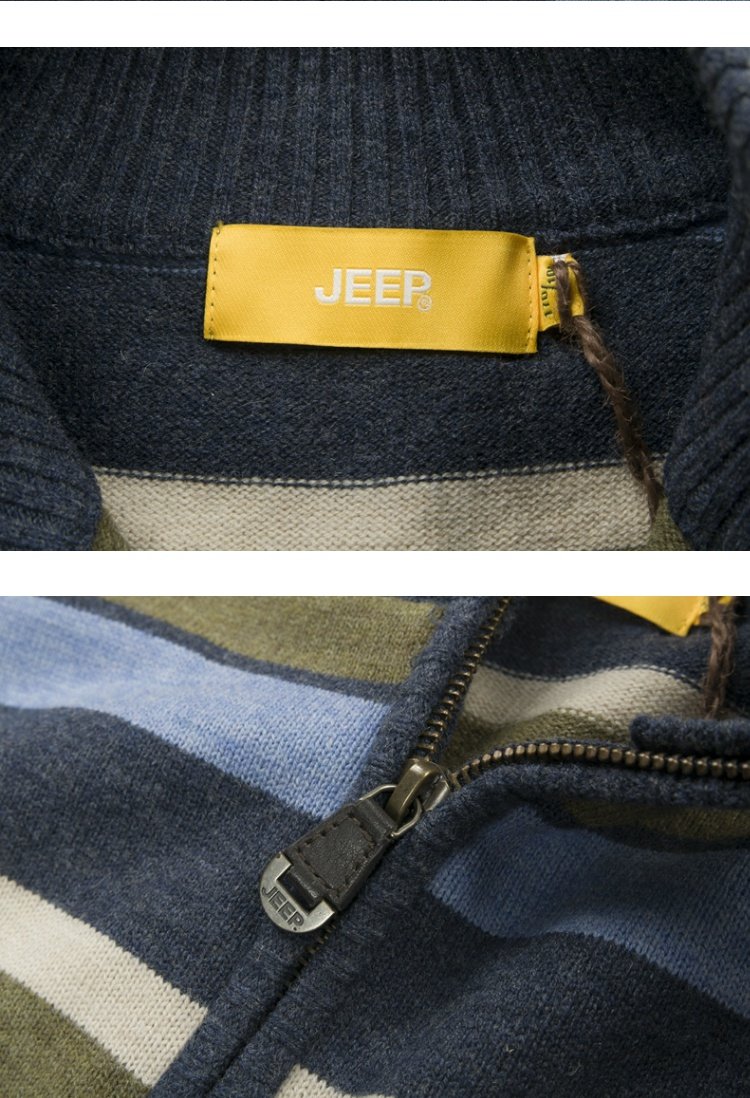 JEEP / Jeep nam mùa đông áo len dây kéo đứng cổ áo Phiên bản châu Âu kích thước lớn áo len trung niên áo len cha - Áo len quần giữ nhiệt nam
