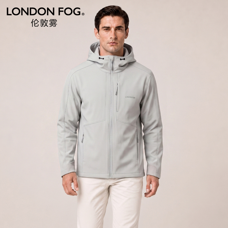 London Fog/London Fog Autumn and Winter New Outdoor Casual Jacket Men's Soft Shell Hooded Windproof Jacket Versatile London Fog/London Fog Autumn and Winter New Outdoor Casual Jacket Men's Soft Shell Hooded Windproof Jacket Versatile