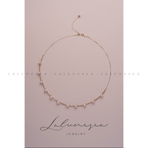 The Moon is the sea and the Sky 18K gold niche three layers overlap the Sky star Aurora fresh water Small pearl necklace