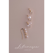 The Moon is the sea exquisite Japanese wind ear clip set 18K gold Aurora freshwater pearl ear clip