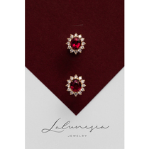 The Moon is the sea · Rose His Majesty 18K gold rupees to the red treasure tourmaline natural gemstone advanced sense diamond earrings