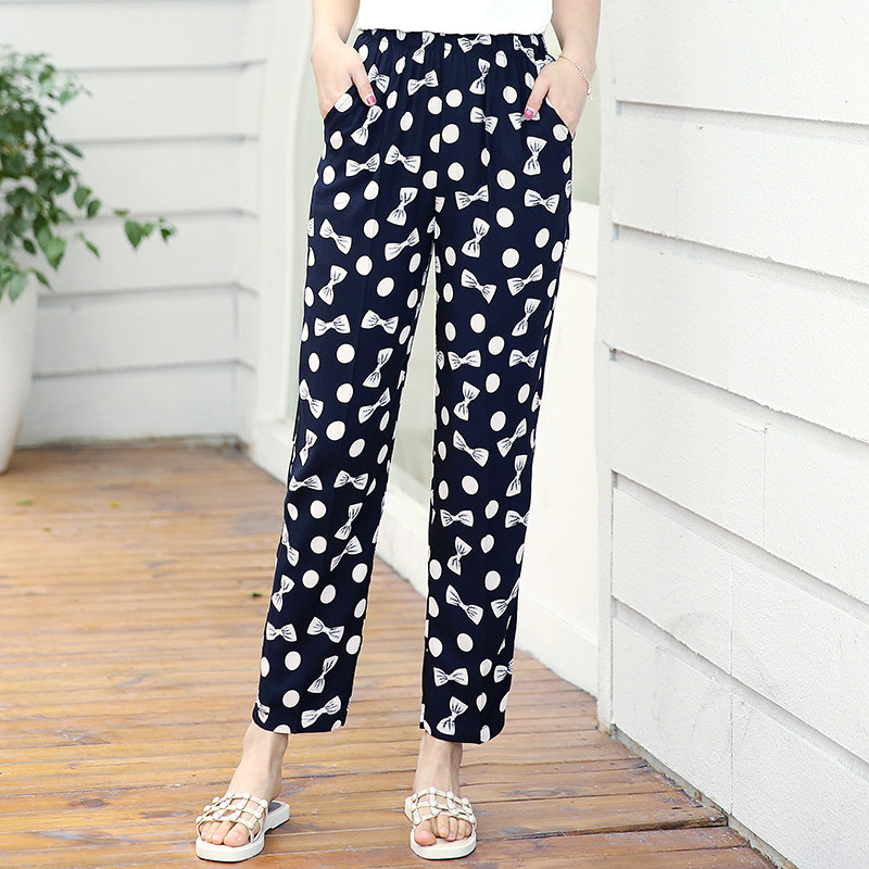 Summer clothing Miansilk casual pants pure cotton ladies pants air conditioning home sleeping pants artificial cotton slim fit outside wearing long pants