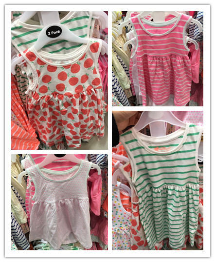 In-Stock Genuine Spanish Primark Children's Clothing, Toddler Girls' Pure Cotton Striped Polka Dot Tank Dress