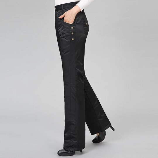 Down pants women's winter outer wear 2026 new thickened white duck down cotton pants high waist large size slim micro-flared pants