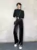 Gold velvet wide leg pants women's high waist hanging autumn and winter velvet thickened loose straight wild casual mopping trousers women
