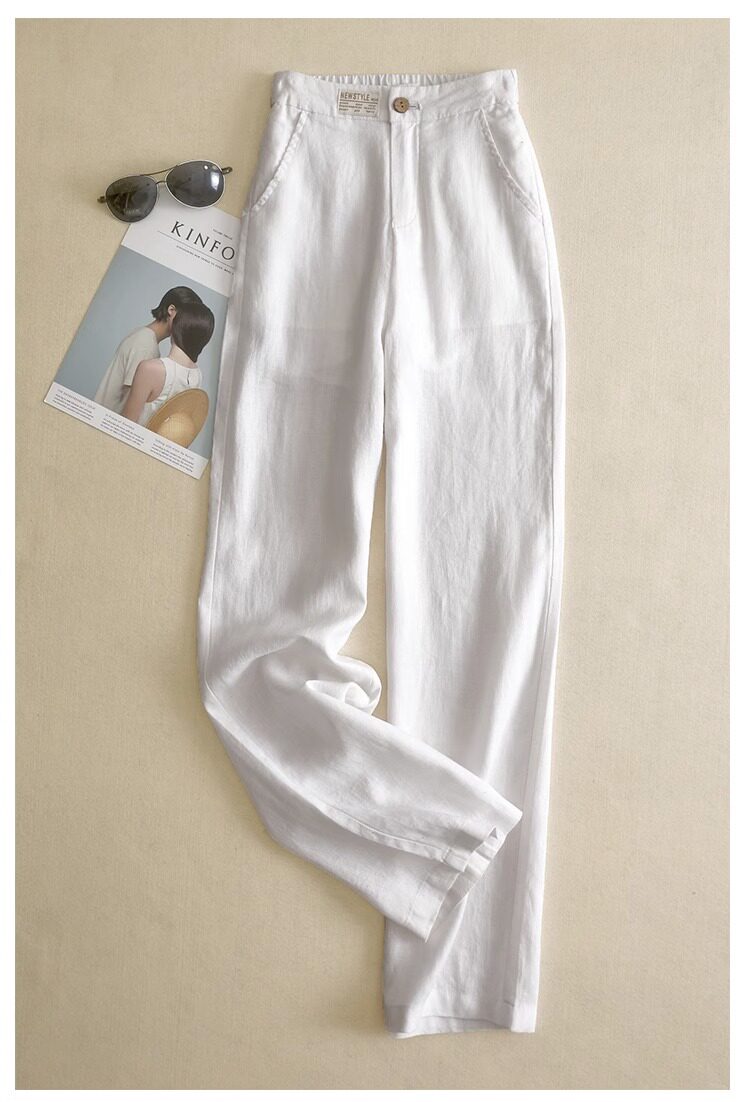 Штаны, повседневные брюки, из хлопка и льна, подходят для подростков 