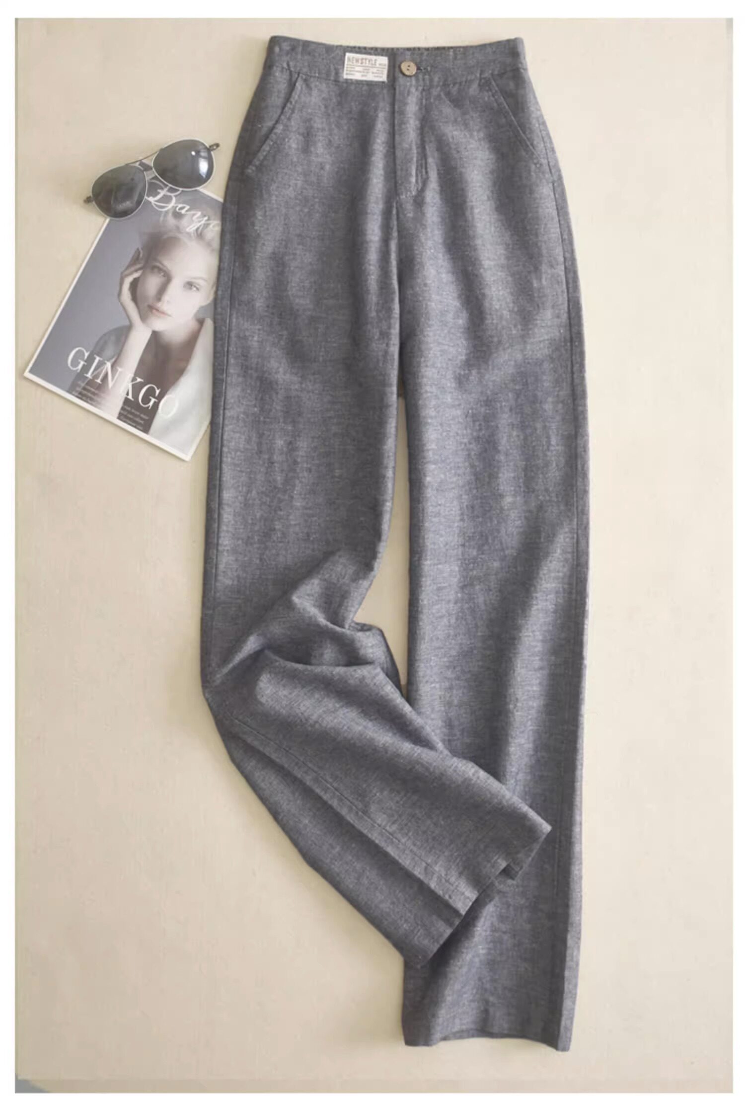 Штаны, повседневные брюки, из хлопка и льна, подходят для подростков 