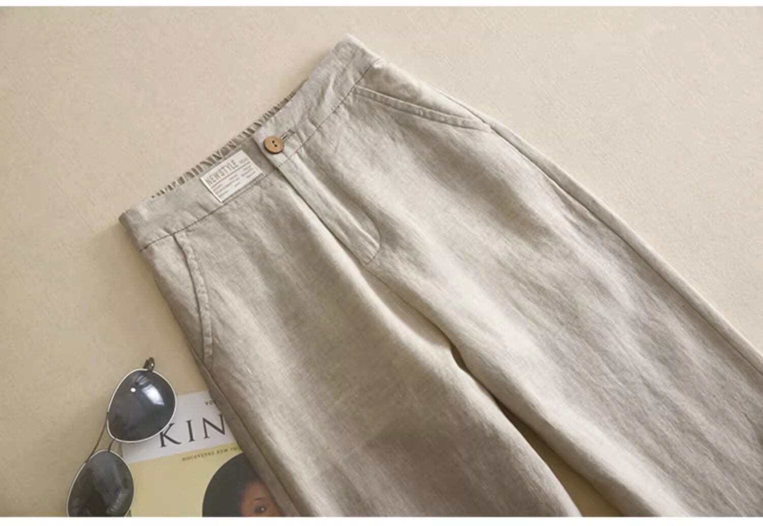 Штаны, повседневные брюки, из хлопка и льна, подходят для подростков 