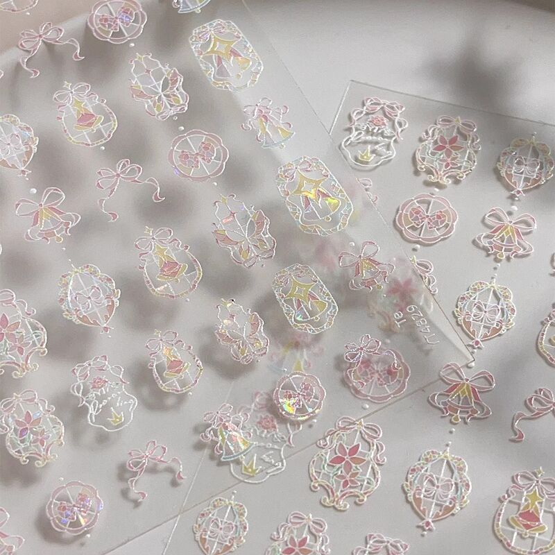 Xiaohongshu Same Style Fairy Pink Floral Window Nail Stickers High-End Sweet Princess Light Luxury Nail Decorations with Adhesive Backing Xiaohongshu Same Style Fairy Pink Floral Window Nail Stickers High-End Sweet Princess Light Luxury Nail Decorations with Adhesive Backing