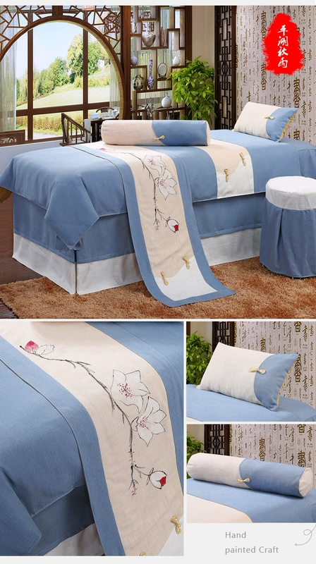 Vẻ đẹp trải giường bốn bộ đơn giản Châu Âu cao cấp bông quilt tùy chỉnh vẻ đẹp cơ thể giường massage trải giường bìa