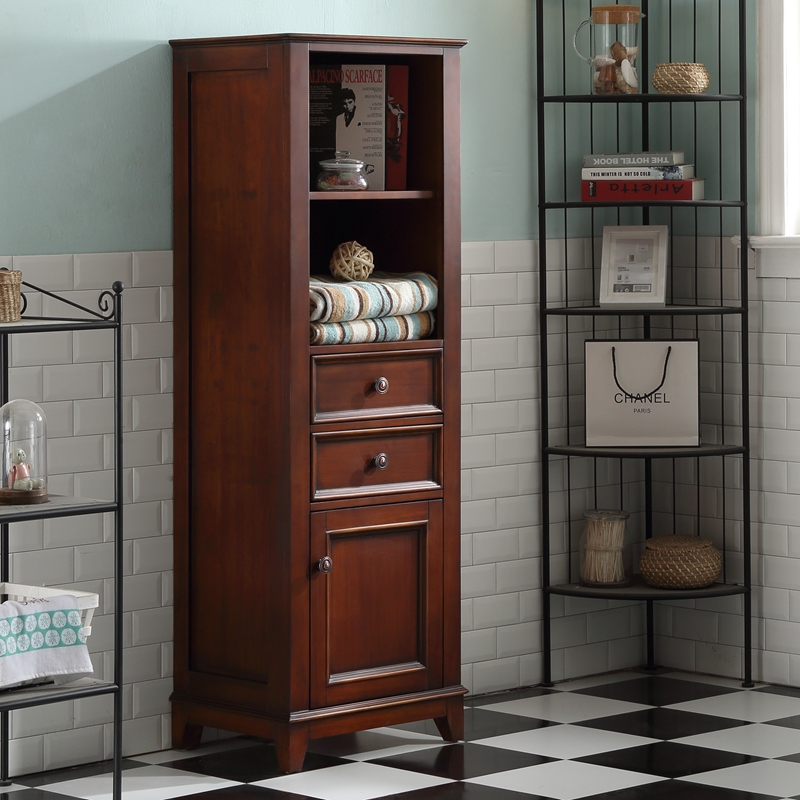 American Oak Wood Solid Wood Bathroom Side Cabinet Makeup Room Floor High Standing Cabinet Waterproof storage storage Toilet Side Cabinet