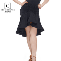 Latin dance bag hip skirt summer new skirt black pool dance new sexy BAO WEN cha-cha denim practice skirt