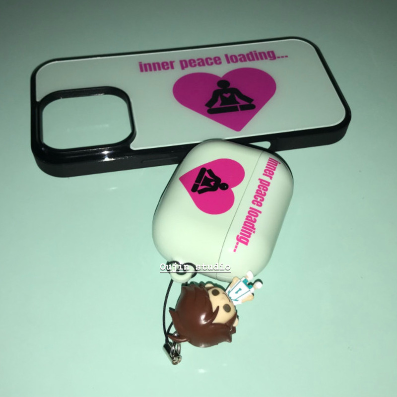 Korean Style ins Summer Refreshing Mint Green High-End Meditation Figure Heart Letter AirPods 4 Protective Case Niche Film Imported Coating Glossy Hard Case Pro2/3 Generation Bluetooth Earphone Case Korean Style ins Summer Refreshing Mint Green High-End Meditation Figure Heart Letter AirPods 4 Protective Case Niche Film Imported Coating Glossy Hard Case Pro2/3 Generation Bluetooth Earphone Case
