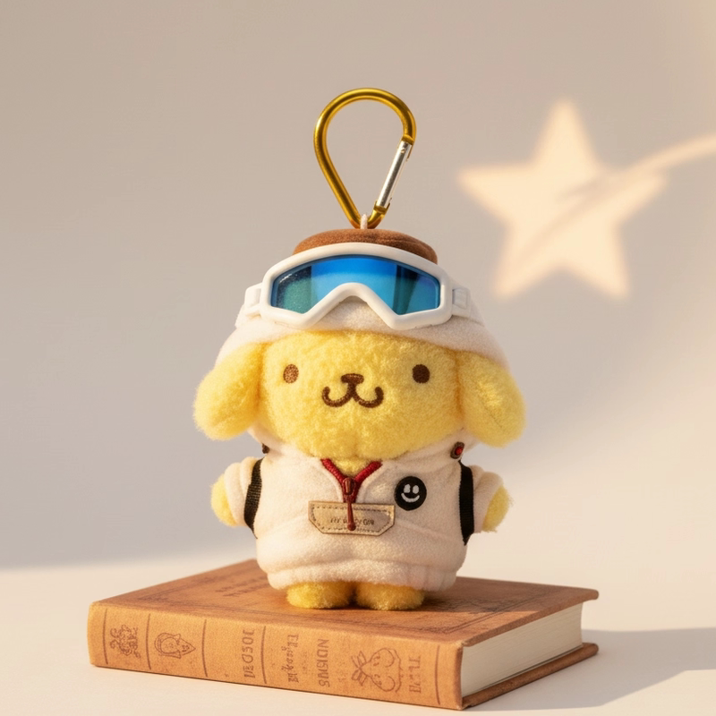 Japanese Flastar Ski Suit Pudding Dog Bag Pendant Plush Doll Small Toy Keychain Birthday Gift