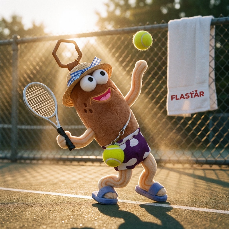 Japanese Flastar Bikburg Tennis Happy Fish Bag Pendant Spongebob Sports Figure Birthday Gift for Girls