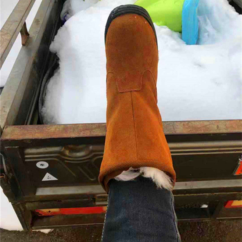 High-cylinder camouflage training warm cotton shoes winter wool anti-cold boots for men and women outdoor plus thickening labor insulation shoes