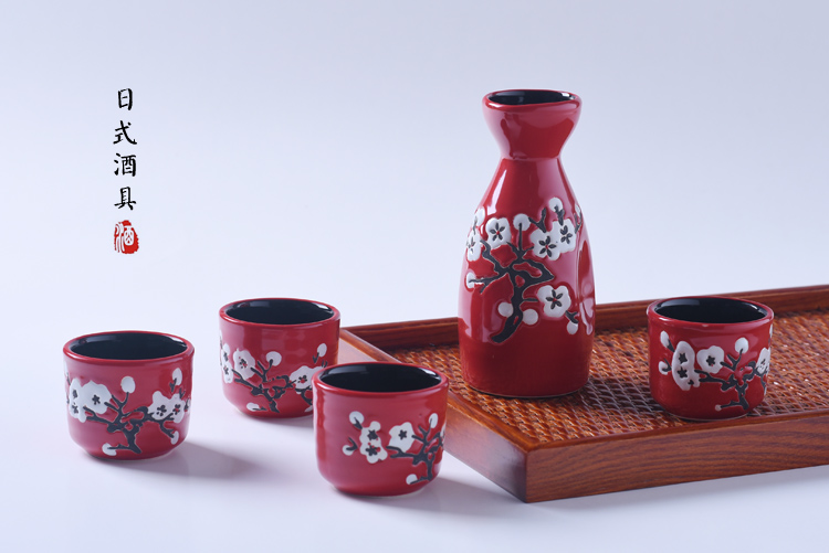 Rượu vang Jingdezhen đặt rượu theo phong cách Trung Quốc sake Nhật Bản rượu hip bình rượu thủy tinh nhà ấm rượu vang nồi 1 nồi 4 ly - Rượu vang đồ khui rượu