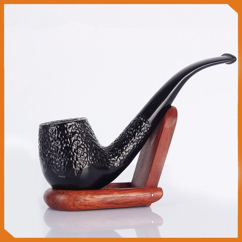 Solid wood pipe men's retro old-fashioned portable hand-made curved ebony dry tobacco rod pipe nest accessories tobacco pipe