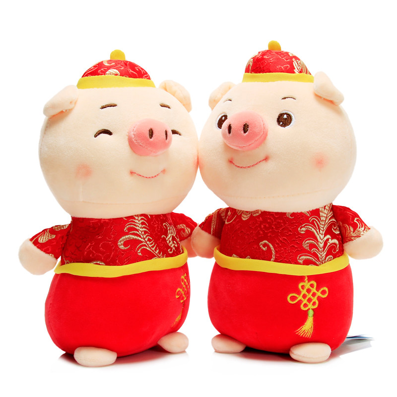 2019 Pig Year Mascot Paparazzi Happy Pig Raw Shaw Wool Suede Toy Small Pig Cloth Doll New Year Gift Doll
