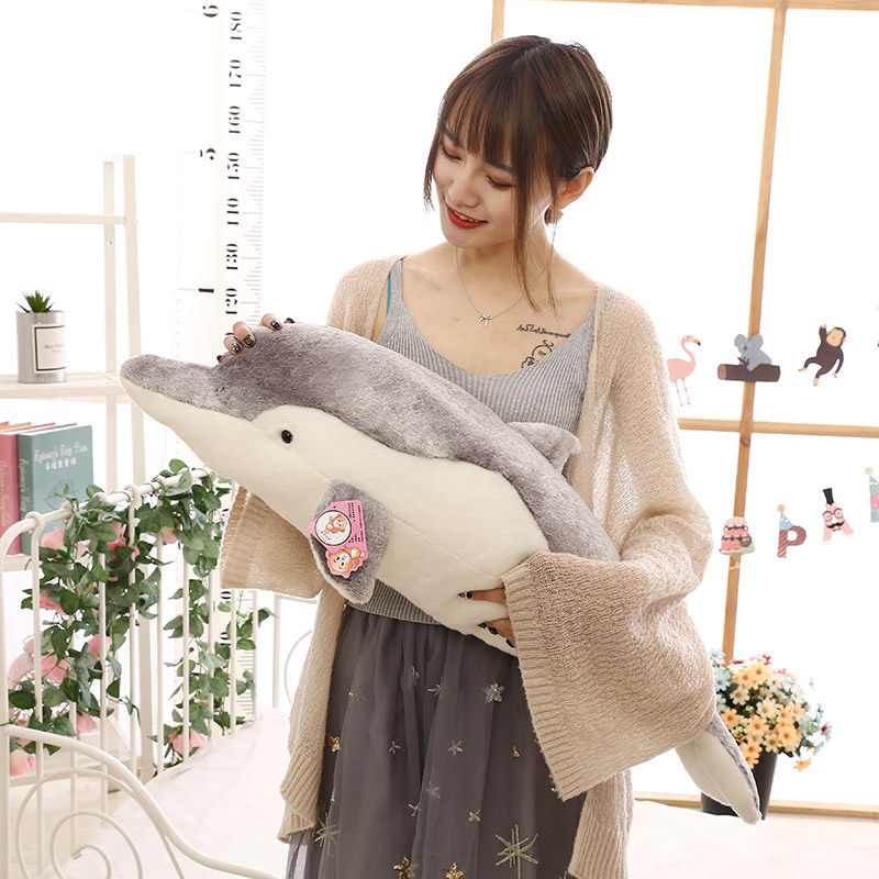 Ruiyi Genuine Dolphin Pillow Plush Toy Doll Ragdoll Home Children's Doll Birthday Gift for Girlfriend