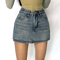Helen European and American high waist denim shorts skirt woman (hot girl hot pants) tight fit and slim leg length A word broadleg short