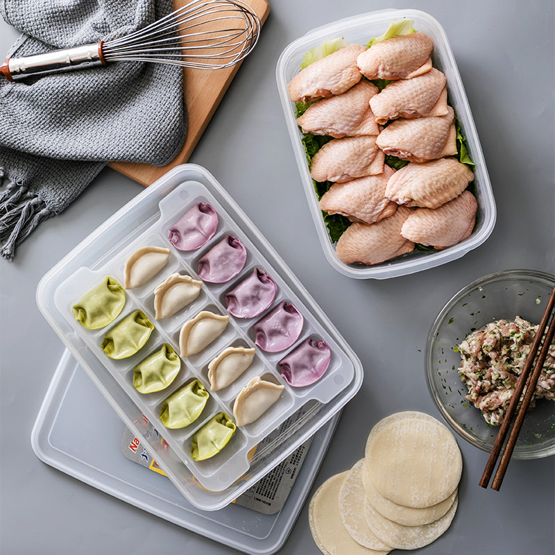 Japanese dumpling box frozen dumpling frozen household dumpling box refrigerator fresh-keeping Box storage box frozen tray wonton box