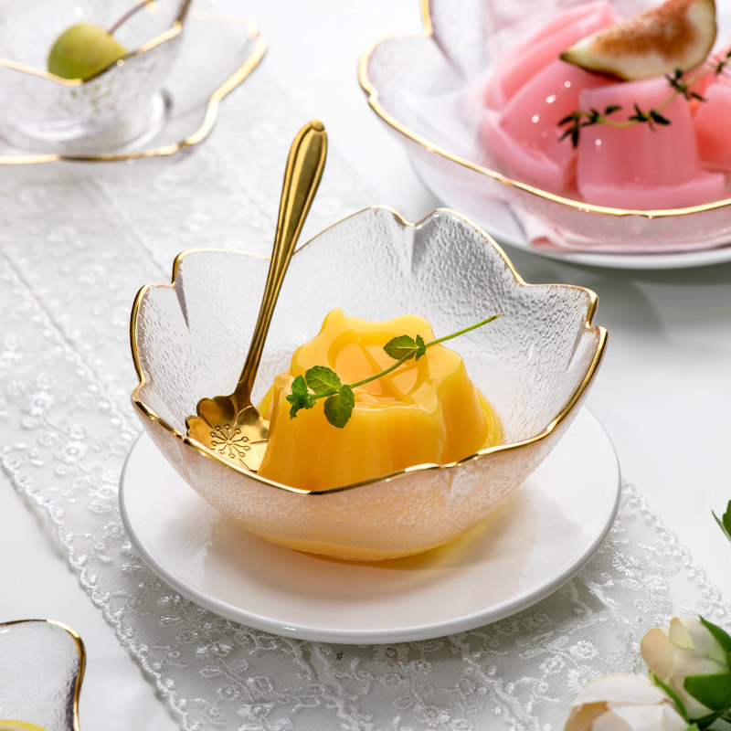 Creative Glass Bowl Transparent Salad Bowl Cute Day Style Fruit Bowl Cutlery Sweet bowl Teen Heart Personality Home Bowl