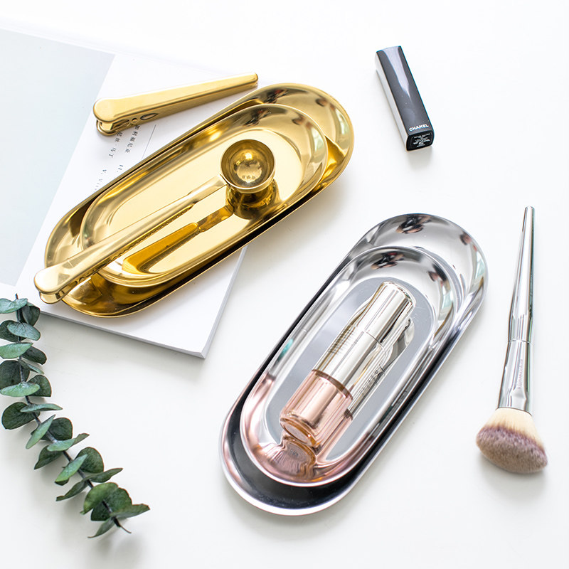 Special price clearance Stainless Steel Golden Silver metal Jewelry pan Nordic Home Cosmetics Depository Trust 
