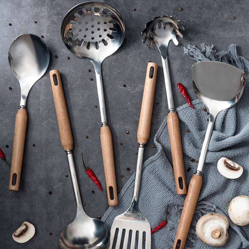Stir-fry spatula Spoon shovel Stainless steel set Kitchenware spoon Kitchen utensils Household cookware Seven-piece set Full set