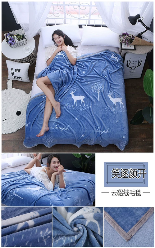 Coral nhung cộng với nhung tấm đơn ngắn flannel sang trọng chăn nữ mùa đông dày đôi chăn sang trọng