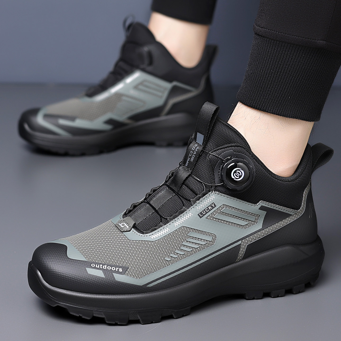 High-Top Men's Shoes, Winter Breathable, Trendy, Versatile, Running, Thick-Soled, Youth Outdoor Hiking, Mountaineering, Casual Sports Shoes