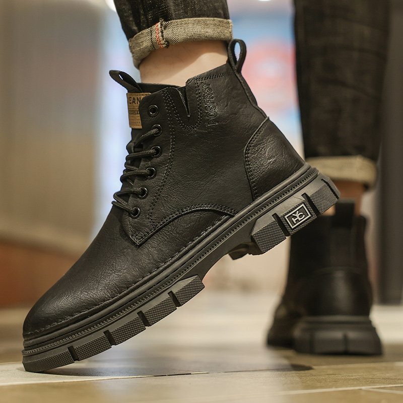 Martin Boots for Men 2025 New Winter Trendy Versatile British Style Motorcycle Leather Boots Thick-Soled High-Top Work Boots